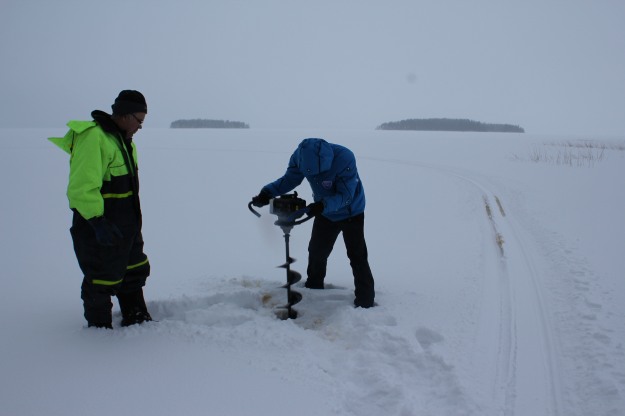 making a hole in the ice